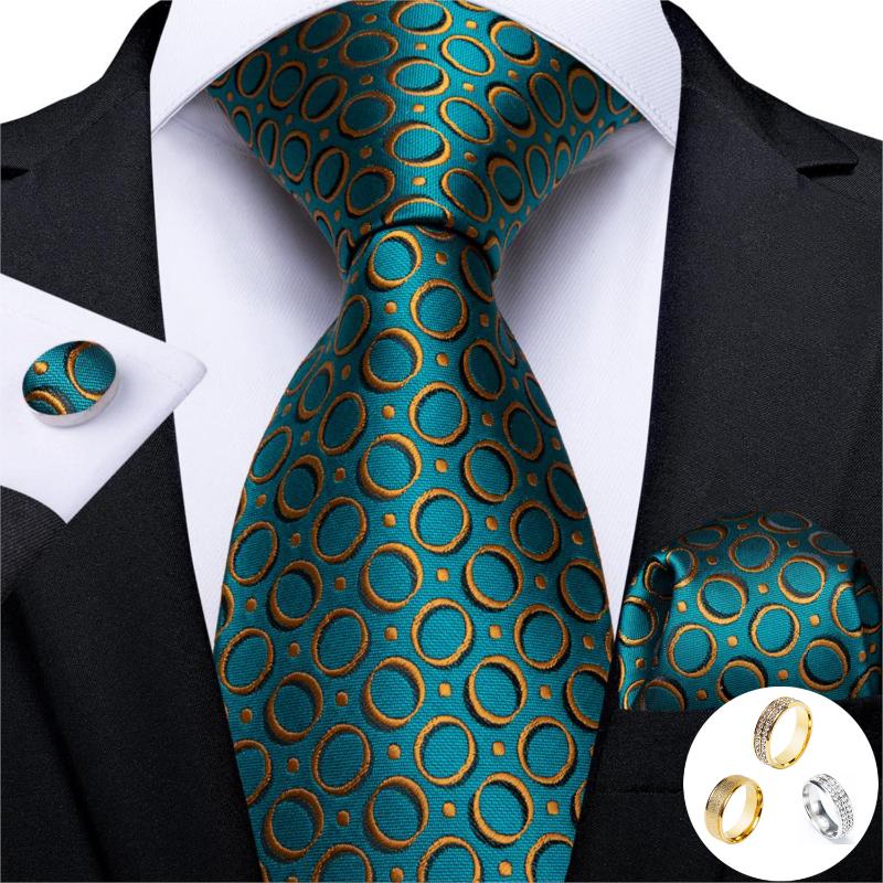 Fashion Men's Tie Hanky Cufflinks Ring Set Teal Green Gold Dot Silk Woven Wedding Business Party 8cm Necktie Gravatas DiBanGu
Fashion Men's Tie Hanky Cufflinks Ring Set Teal Green Gold Dot Silk Woven Wedding Business Party 8cm Necktie Gravatas DiBanGu