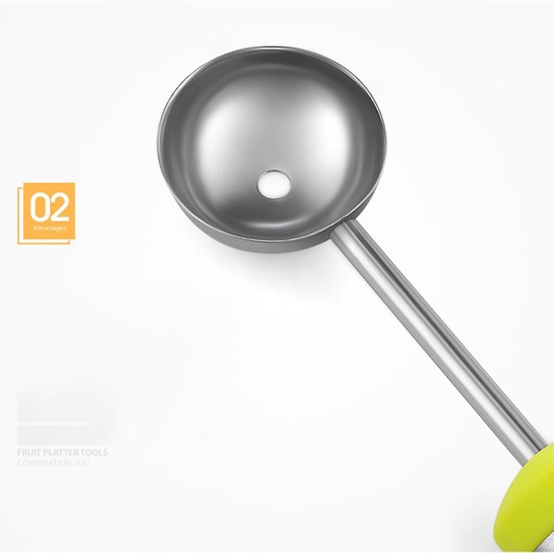 3pcs Creative Fruit Carving Knife Set Watermelon Baller Ice Cream Dig Ball Scoop Spoon Baller Diy Assorted Cold Dishes Tool