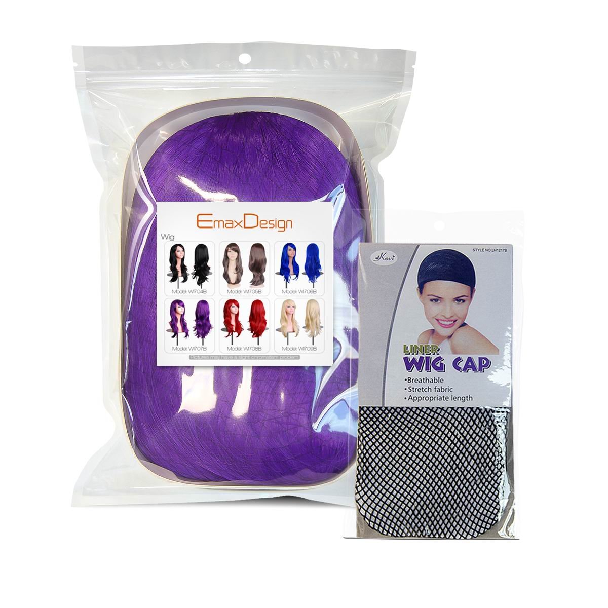 EmaxDesign Wigs 28 Inch Cosplay Wig For Women With Wig Cap and Comb (Dark Purple)