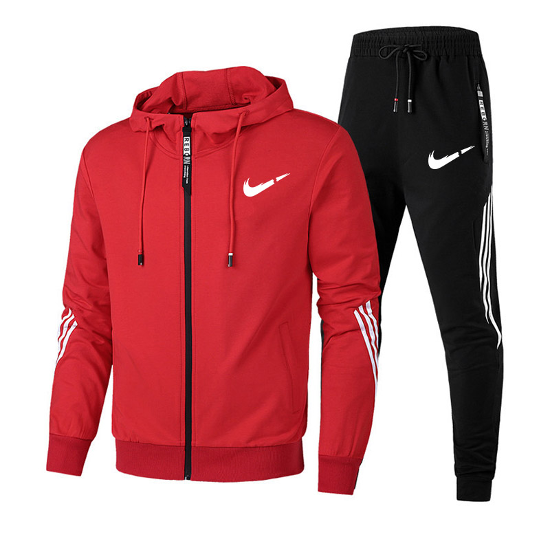 2020 Spring and autumn men's two-piece striped sportswear men's full-sleeved top with hood + outdoor sports pants track suit suit, Navy
2020 Spring and autumn men's two-piece striped sportswear men's full-sleeved top with hood + outdoor sports pants track suit suit, Navy