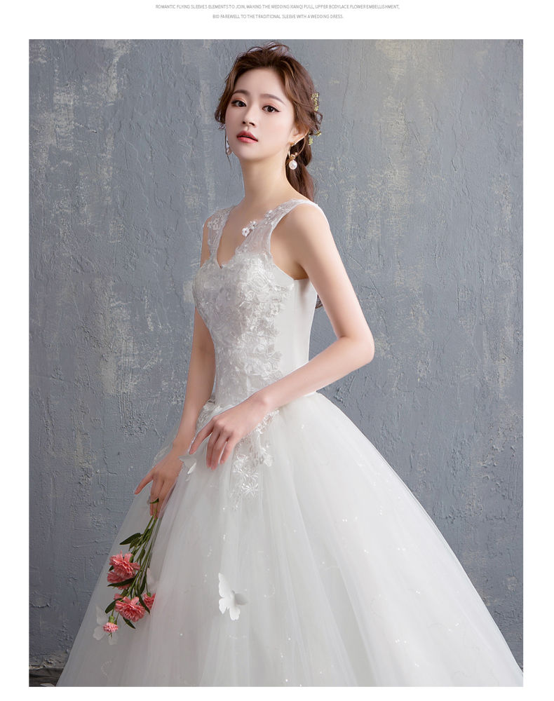Cheap Tank Wedding Dress 2020 New Summer Sleeveless Bride Ball Gown V Neck Lace Gown Wed Dress 15 Robe De Mariage