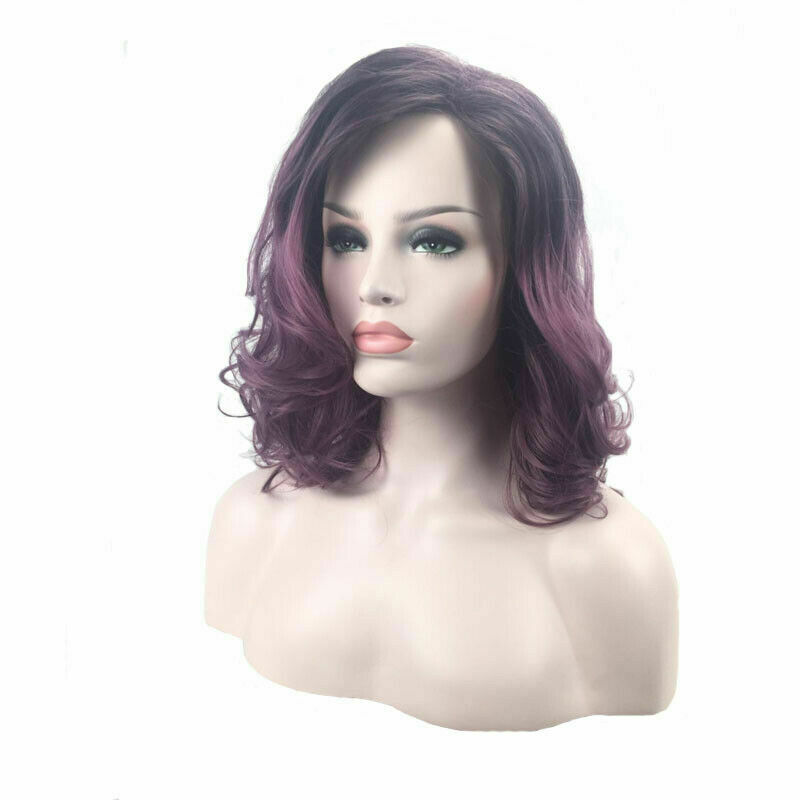 Ladies Curly Wavy Full Short Wigs Ombre Natural Synthetic Hair Party Costume