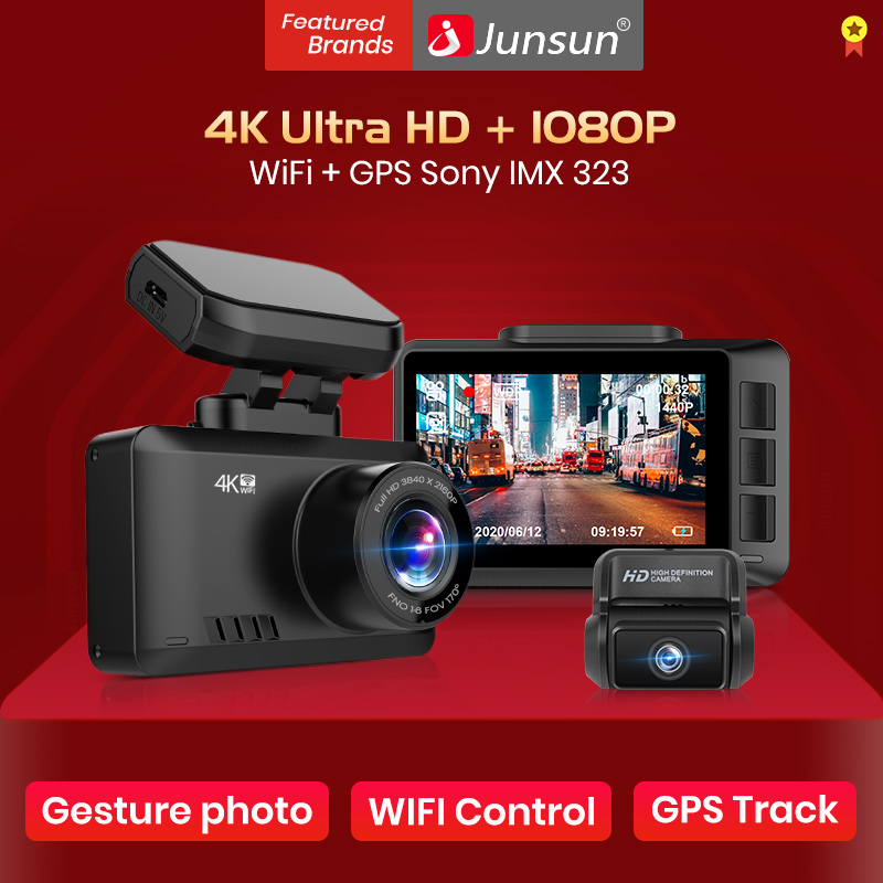 Junsun S595 4K Dash Cam Gesture Photo WiFi Car Camera Dashcam 3840*2160P 30FPS Ultra HD DVR Video Recorder GPS Tracker Dashcam car dvr
Junsun S595 4K Dash Cam Gesture Photo WiFi Car Camera Dashcam 3840*2160P 30FPS Ultra HD DVR Video Recorder GPS Tracker Dashcam car dvr