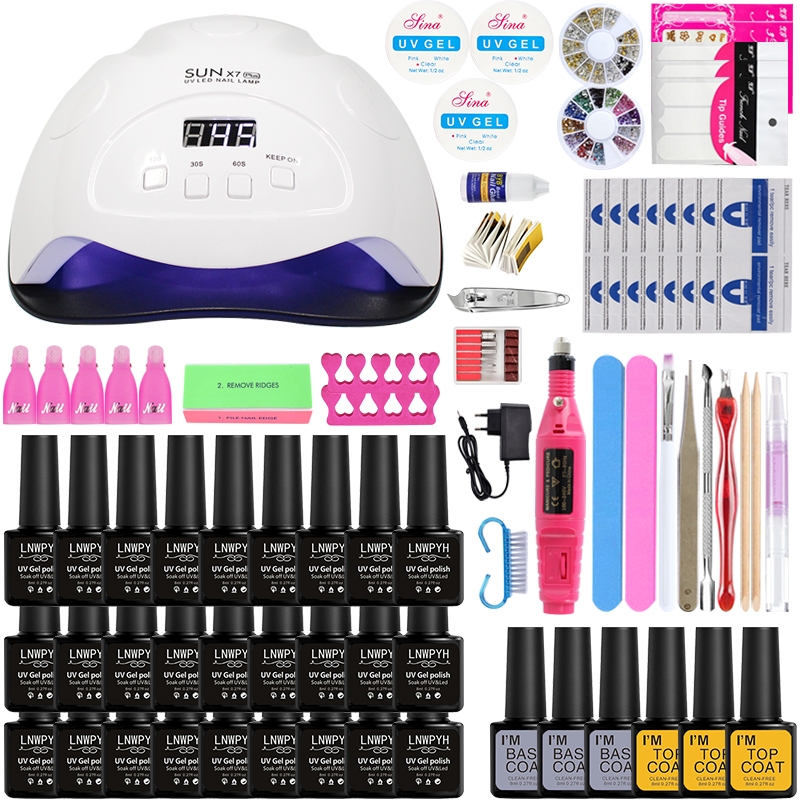 Nail Set 84/54/24W Lamp Gel Nail Polish Set kit & Electric Drill Manicure Extension Kit Art Tools Manicure