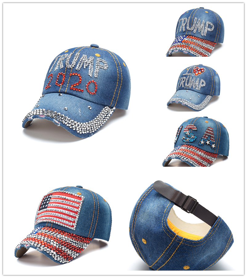hot Donald Trump Denim Baseball Cap 2020 trump Rhinestone sports cap striped USA Flag Cap A2151
hot Donald Trump Denim Baseball Cap 2020 trump Rhinestone sports cap striped USA Flag Cap A2151