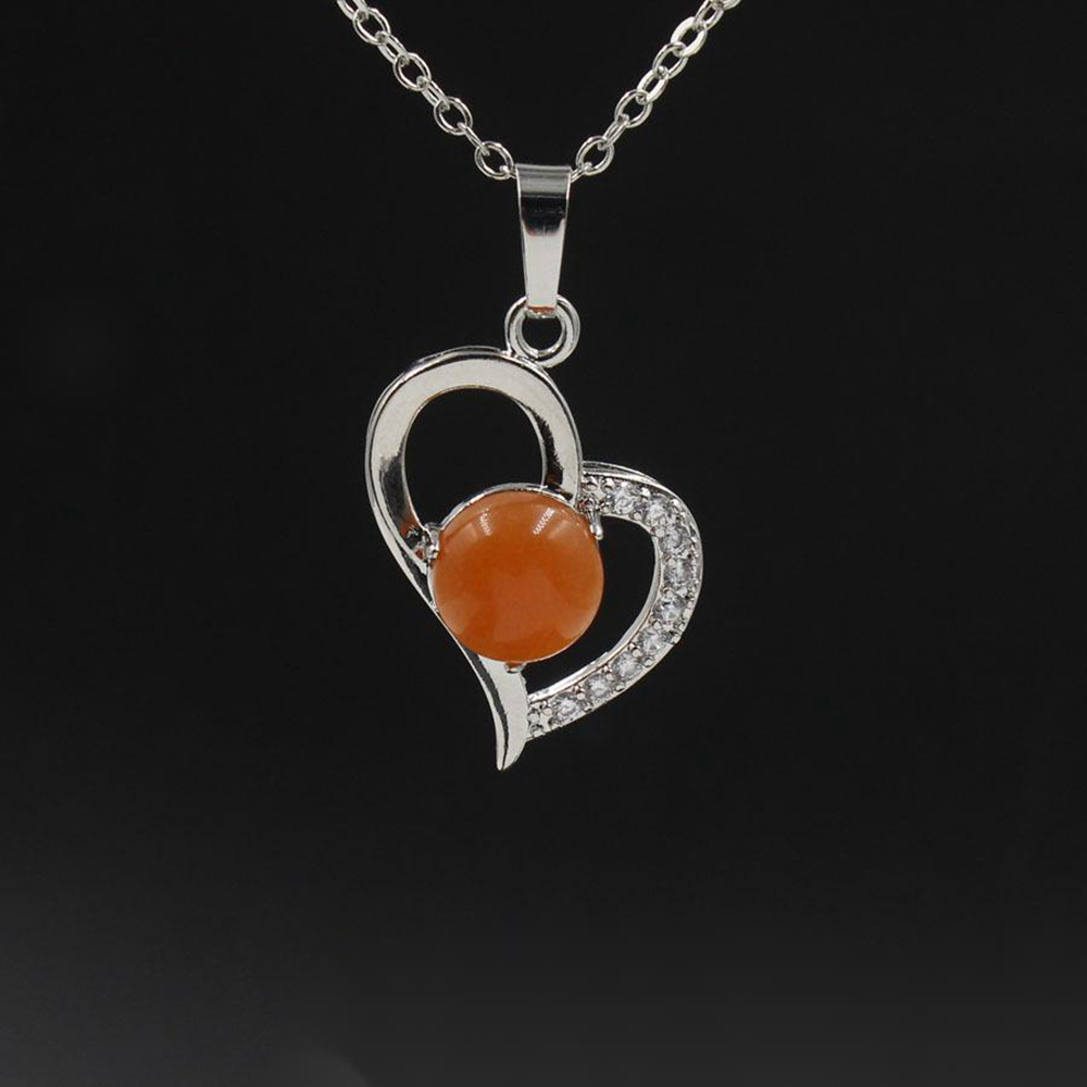 QIMOSHI Infinity Love Heart Pendant Necklace for Friend monther Crystal Chakra Yoga Jewelry Available in Various Colored Stones