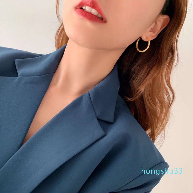 Hot Sale Silvology 925 Sterling Silver C shape Big Earring Gold Irregular Foil Paper Exaggeration Earrings for Women Fashion Jewelry Gift