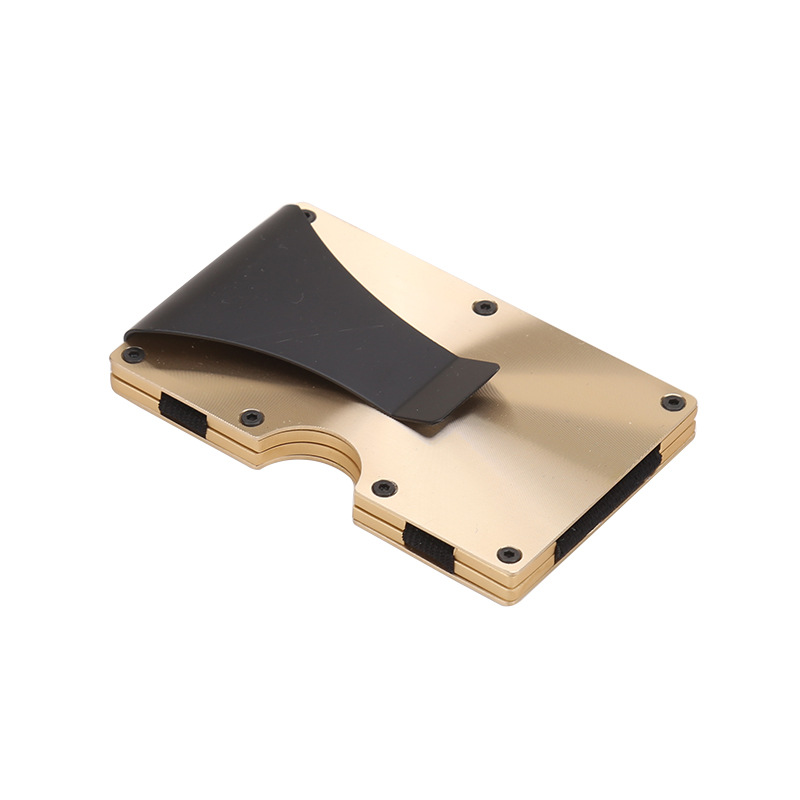 Fashion designer ultra thin metal aluminum business card holder money clip rfid blocking men women wallet