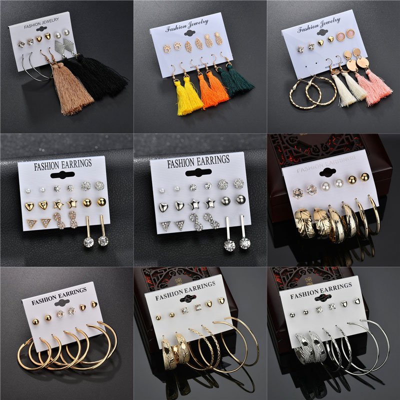 Modyle 5 pairs/set Fashion Earrings Set Gold Color Geometric Long Dangle Tassel Earrings For Women 
Modyle 5 pairs/set Fashion Earrings Set Gold Color Geometric Long Dangle Tassel Earrings For Women