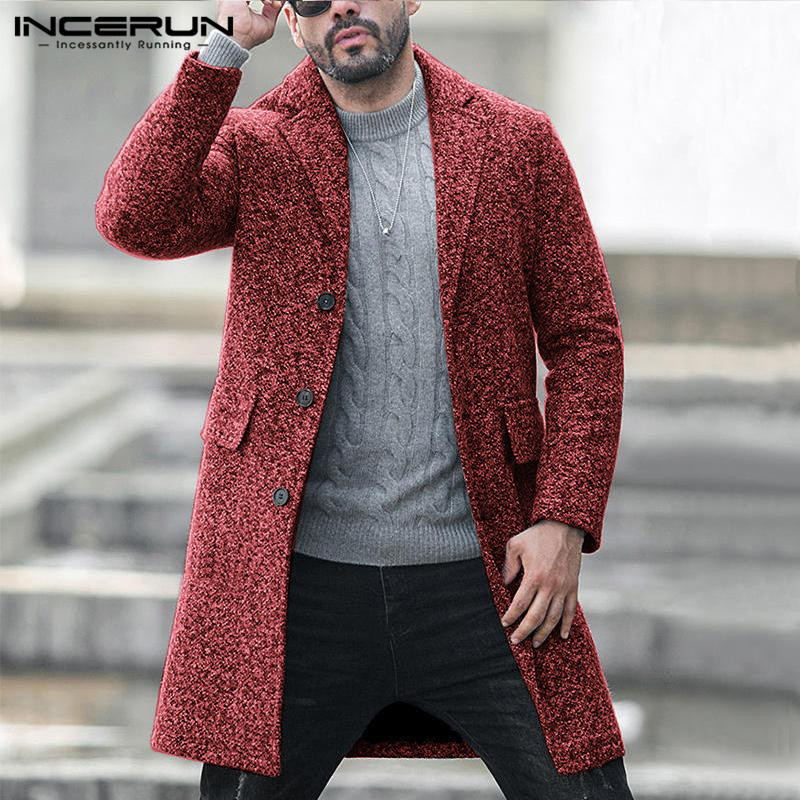 INCERUN Winter Fashion Men Blends Coats Faux Wool Trench Single Breasted Long Sleeve Slim Fit Jackets Overcoats Streetwear 2020, Red coats
INCERUN Winter Fashion Men Blends Coats Faux Wool Trench Single Breasted Long Sleeve Slim Fit Jackets Overcoats Streetwear 2020, Red coats