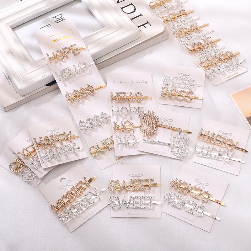 Silver Gold Letter Word Rhinestone Crystal Hairpin Hairclips Hair Clip Grip Pin Barrette Ornament Hair Accessories, Slivery;white
Silver Gold Letter Word Rhinestone Crystal Hairpin Hairclips Hair Clip Grip Pin Barrette Ornament Hair Accessories, Slivery;white