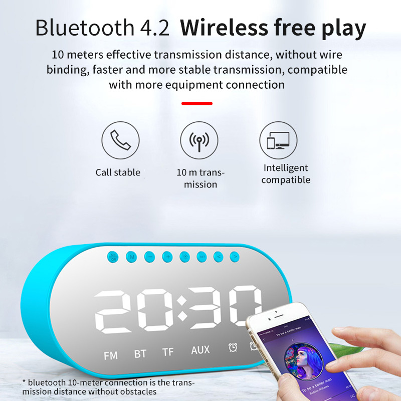 Portable 2 In 1 Bluetooth Speaker Mirror Alarm Clock Super Bass Wireless Stereo Speaker Support TF AUX For Phone
Portable 2 In 1 Bluetooth Speaker Mirror Alarm Clock Super Bass Wireless Stereo Speaker Support TF AUX For Phone