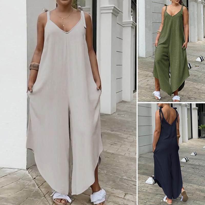 Women' Jumpsuits & Rompers ZANZEA Wide Leg Jumpsuit Women Sleeveless Pockets Playsuit Lace-Up Cotton Asymmetrical Solid V-Neck Trousers 202, Gray
Women' Jumpsuits & Rompers ZANZEA Wide Leg Jumpsuit Women Sleeveless Pockets Playsuit Lace-Up Cotton Asymmetrical Solid V-Neck Trousers 202, Gray