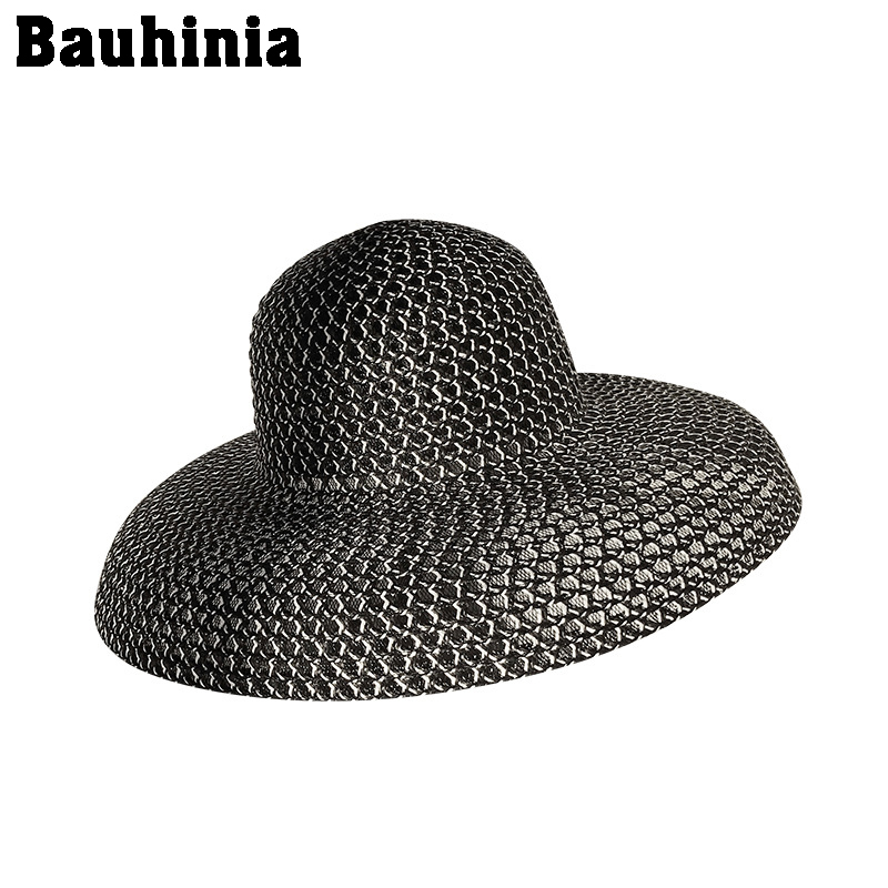 Bauhinia Panama Straw Beach Hat Ladies Solid Plain Elegant Wide Brim Hat Female Round Top Summer Sun Hats, Black
Bauhinia Panama Straw Beach Hat Ladies Solid Plain Elegant Wide Brim Hat Female Round Top Summer Sun Hats, Black