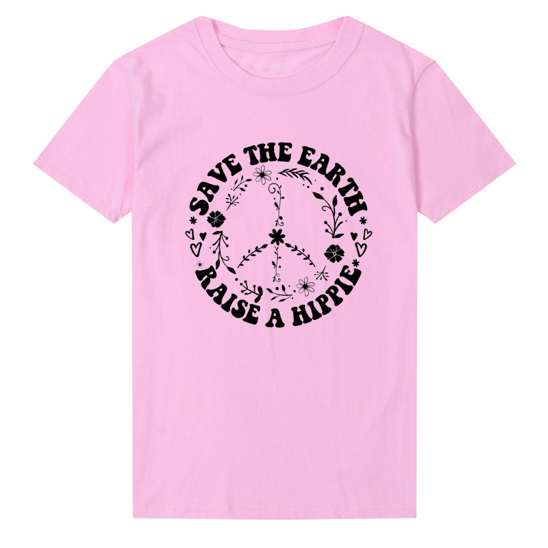 Save The Earth Raise A Hippie Womens Clothing Summer Fashion Kawaii Graphic T Shirt Cotton Shirt 90s Plus Size Top Drop Shipping