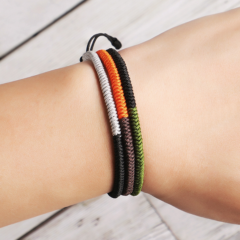 Handmade Waterproof Woven Wax Thread Wrap Bracelet Simple Rope Knot Bracelet Friendship Bracelet for Men and Women