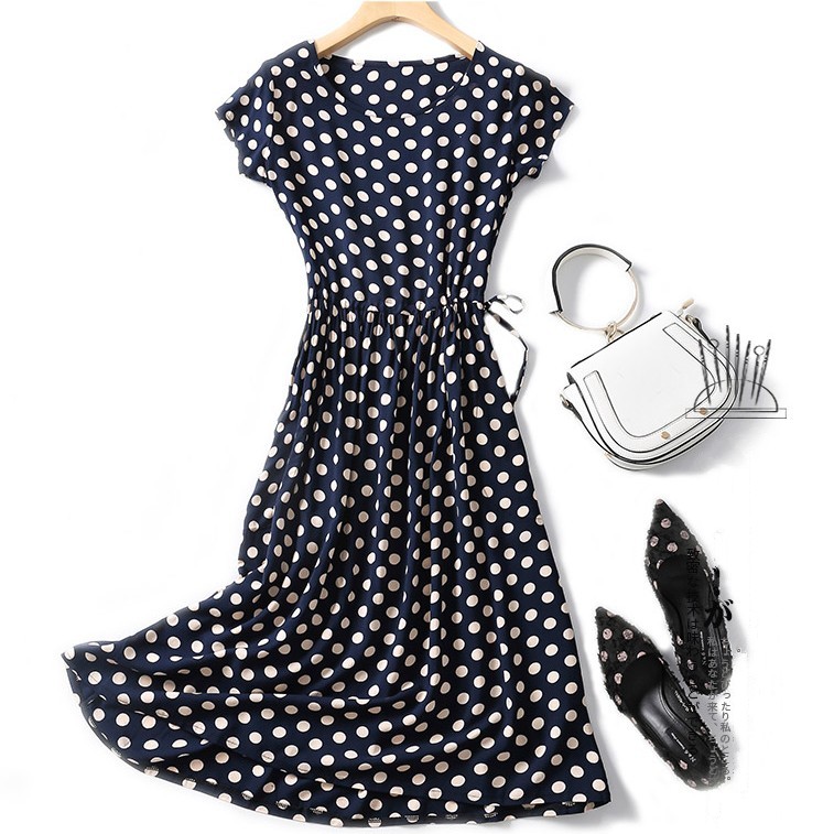 4XL --cool breathable polka dots vertical stripe rayon dress, Star