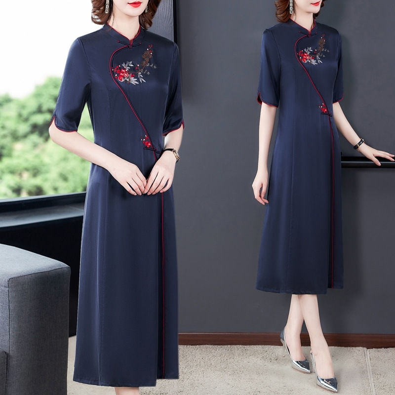 IIWf9 mulberry silk mid-length Embroidered skirt dress for Summer 2020 women new Chinese slimming long silk dress, As show
IIWf9 mulberry silk mid-length Embroidered skirt dress for Summer 2020 women new Chinese slimming long silk dress, As show