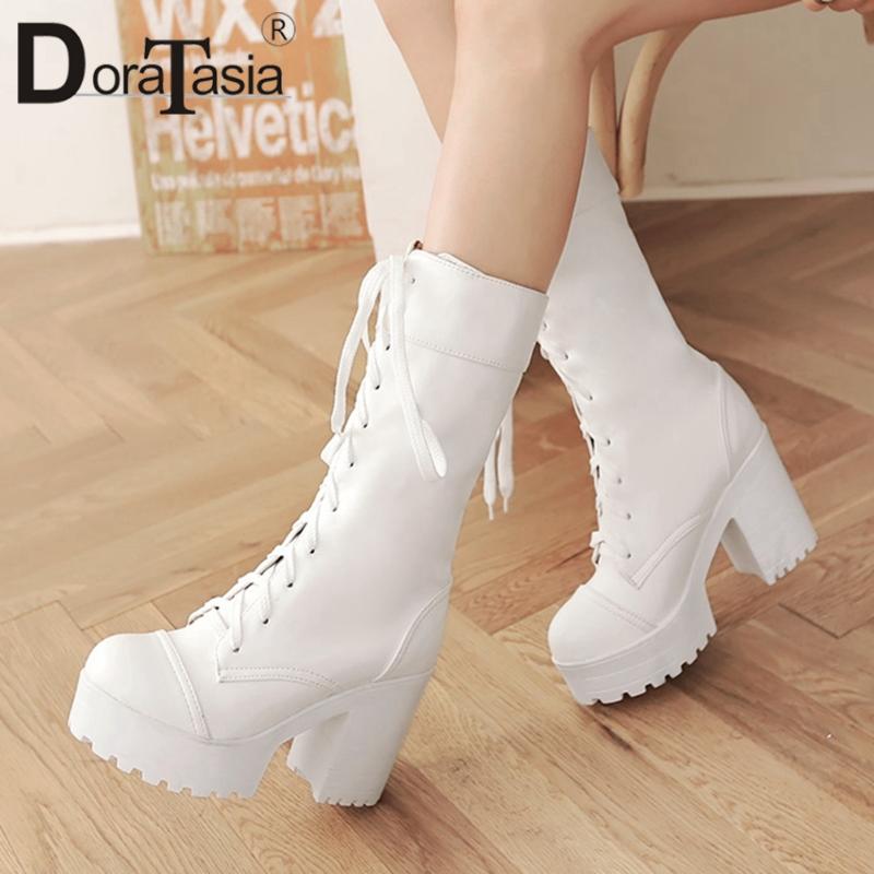 DORATASIA Classic Ladies lace-up Street Style Platform Boots Fashion Party Boots Women High Block Heels mid-calf Shoes Woman, White
DORATASIA Classic Ladies lace-up Street Style Platform Boots Fashion Party Boots Women High Block Heels mid-calf Shoes Woman, White