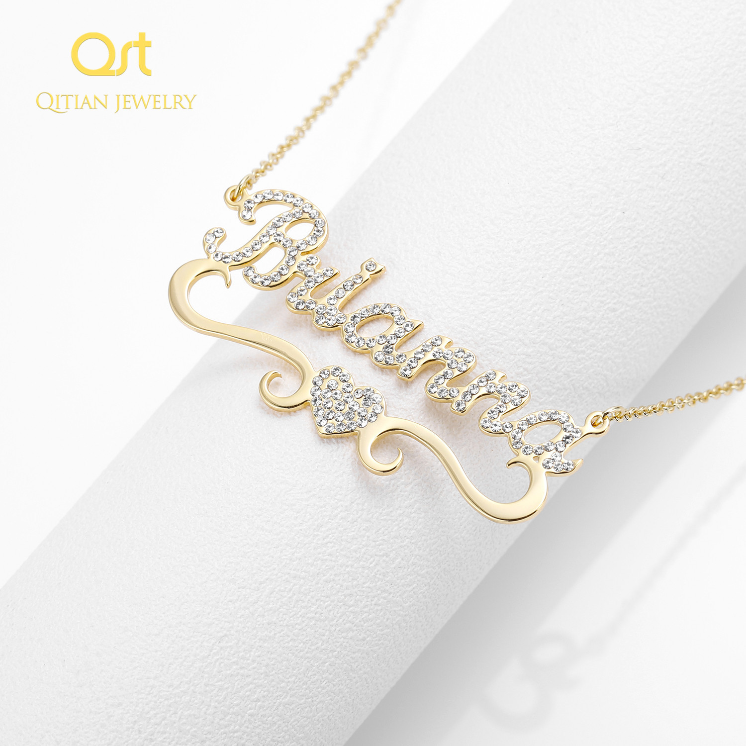 Heart With Personalized Name Necklace & Pendants For Women bling jewelry iced out Initial Choker Custom bling initial necklace Y200810