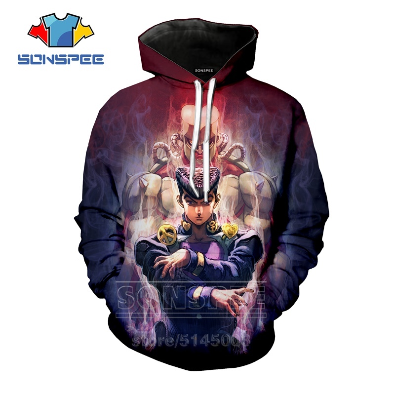 Anime Bizarre Adventure Hoodies Men Women JoJo Sweatshirt 3D Print Fashion Long Sleeve Hip Hop Top O Neck Pullover C045-14 MX200812