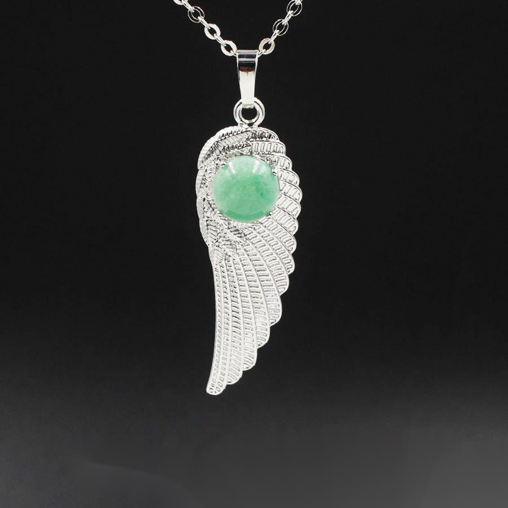 QIMOSHI Natural Crystal Quartz Angel Wings Pendant Necklace for Women Girl Chakra Reiki Healing Eye Dream Yoga Choker Jewelry