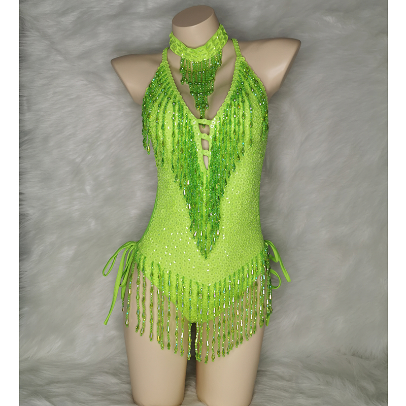 Sparkly Green Tassel Bodysuit Sexy Women Outfit Beads Sequins Carnival Costume Costume Stage Performance One-piece Dance Wear, Fruit green
Sparkly Green Tassel Bodysuit Sexy Women Outfit Beads Sequins Carnival Costume Costume Stage Performance One-piece Dance Wear, Fruit green
