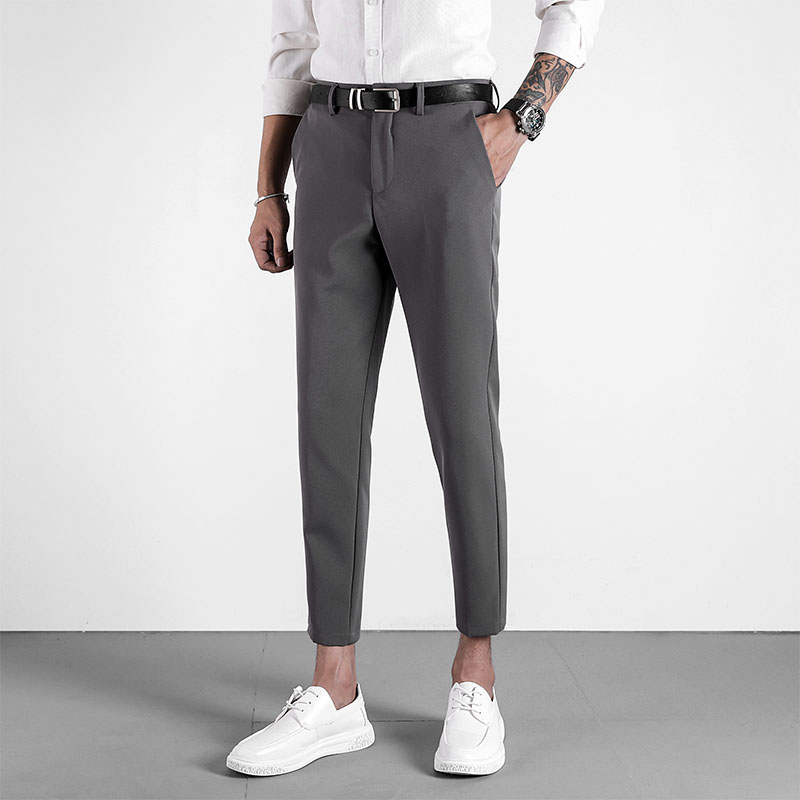 Business Suit Trousers Men's Solid Color Slim And Delicate Nine point Pants Men's Clothing Autumn Office Casual Suit Pants Cool