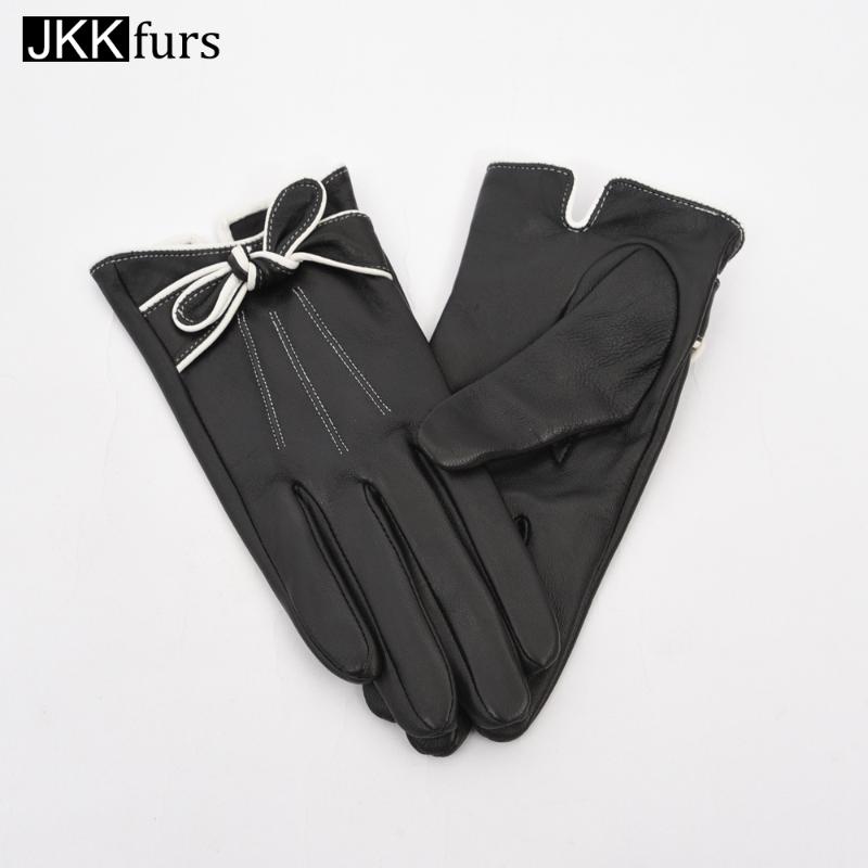 New Arrival Lady Lovely Leather Glove Fashion Genuine Sheepskin Mittens Women Touch Screen Gloves SL1009
