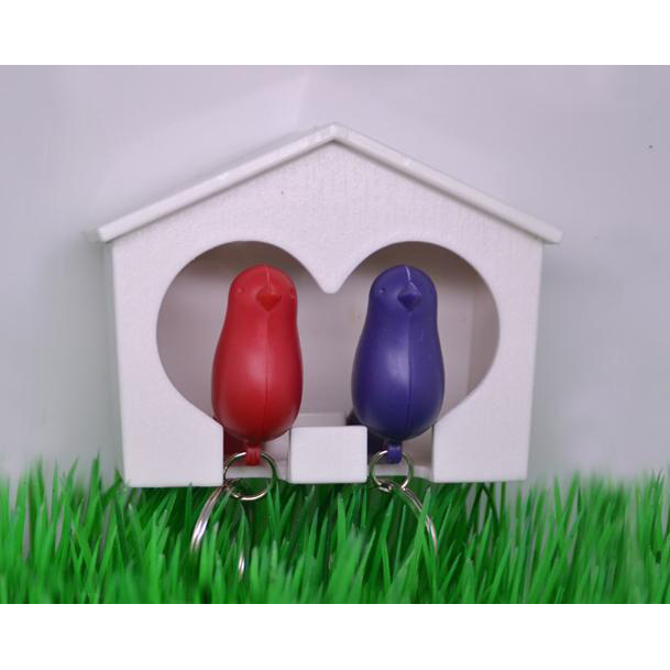 Love Birds Birdhouse Whistle Keychain Sparrow Bird Key Ring Two Birds Novelty Gift Home Decoration Valentine's Day Gift Key Chain