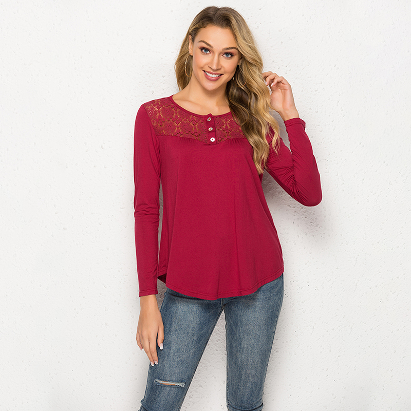 New Women Lace-paneled long-sleeved T-shirt Solid Color Tees Ladies O-Neck Casual Elegant Women Plus Size -2XL, Gray
New Women Lace-paneled long-sleeved T-shirt Solid Color Tees Ladies O-Neck Casual Elegant Women Plus Size -2XL, Gray