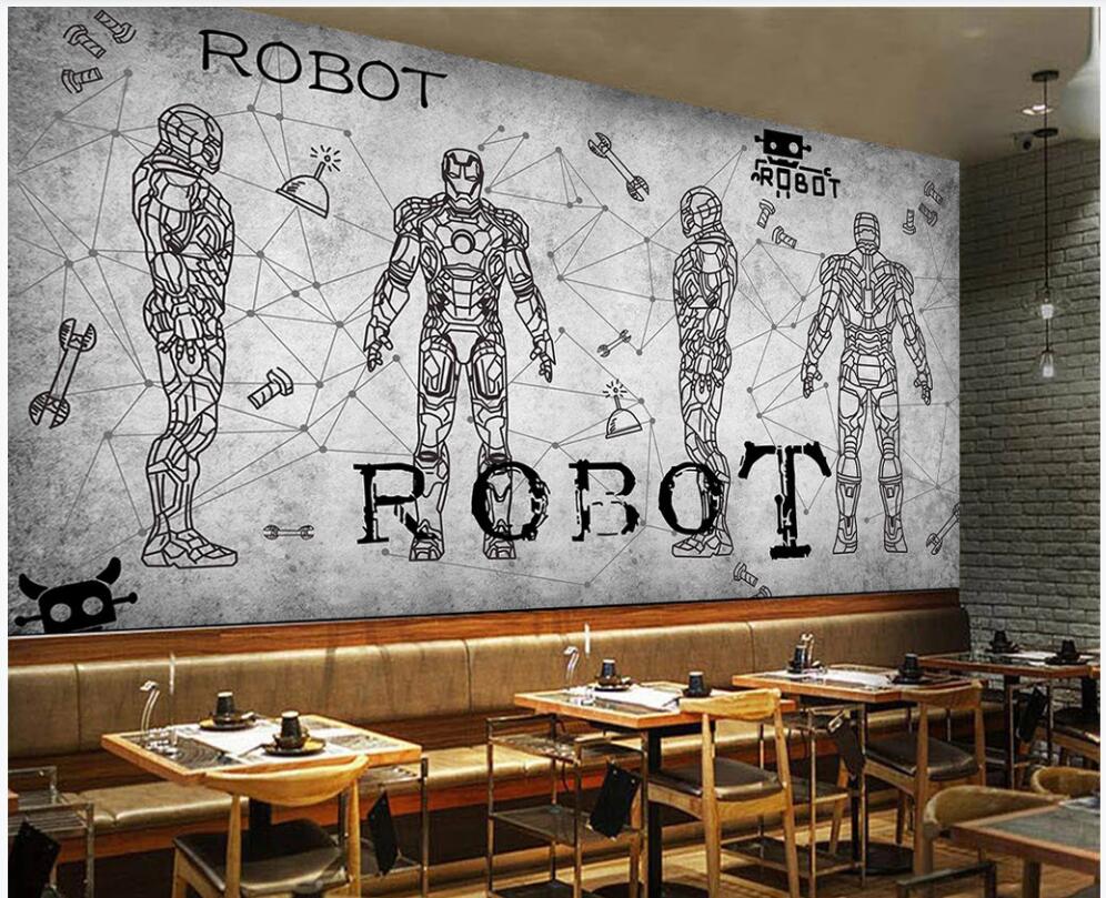3d photo wallpaper custom mural on the wall Cement wall robot bar coffee shop photo wallpaper in the living room for walls in rolls, Non-woven wallpaper
3d photo wallpaper custom mural on the wall Cement wall robot bar coffee shop photo wallpaper in the living room for walls in rolls, Non-woven wallpaper