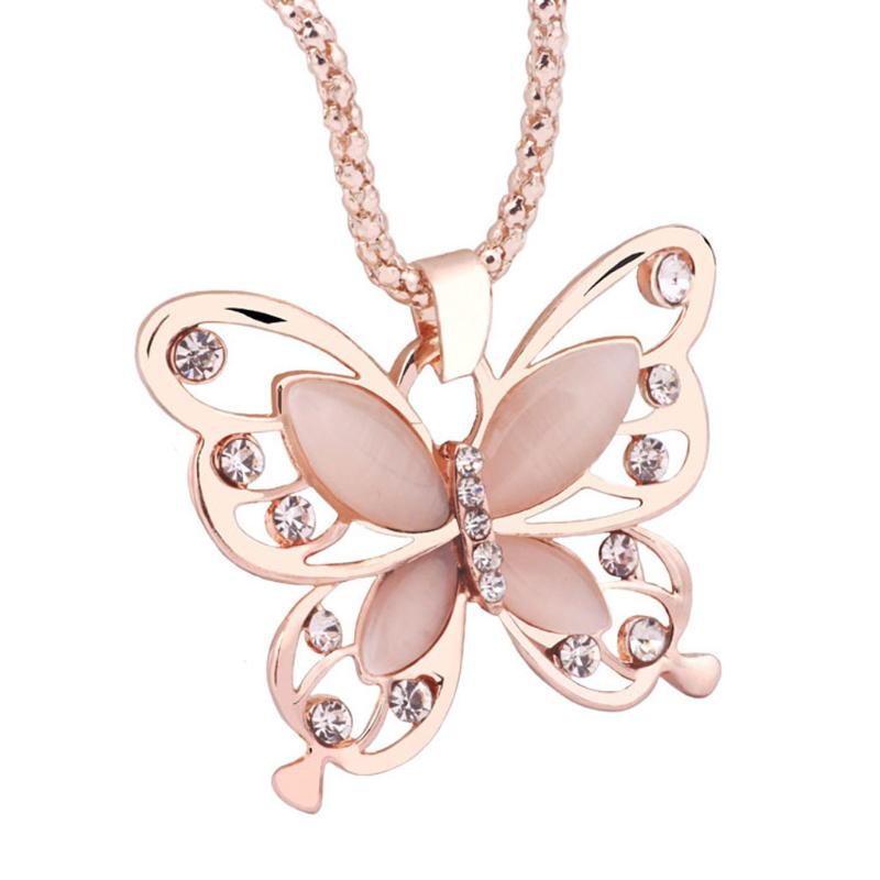 Women necklace stainless steel Fashion Women Rose Gold Opal Butterfly Charm Pendant Long Chain Necklace Jewelry collares
Women necklace stainless steel Fashion Women Rose Gold Opal Butterfly Charm Pendant Long Chain Necklace Jewelry collares