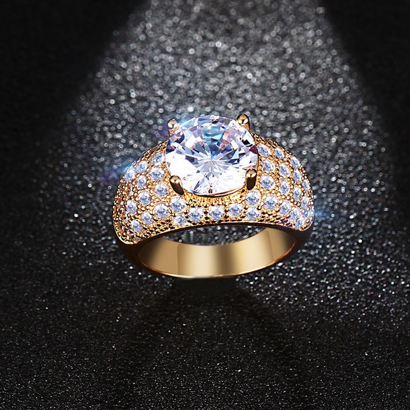 CZ Zircon Stone Big Band Rings Women Wedding Engagement Fashion Jewelry