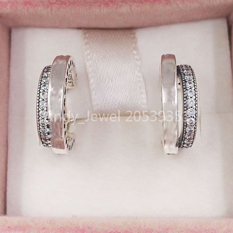 Authentic 925 Sterling Silver Studs Pandora Pave´ Double Hoop Earrings Fits European Pandora Style Studs Jewelry 299056C01
Authentic 925 Sterling Silver Studs Pandora Pave´ Double Hoop Earrings Fits European Pandora Style Studs Jewelry 299056C01