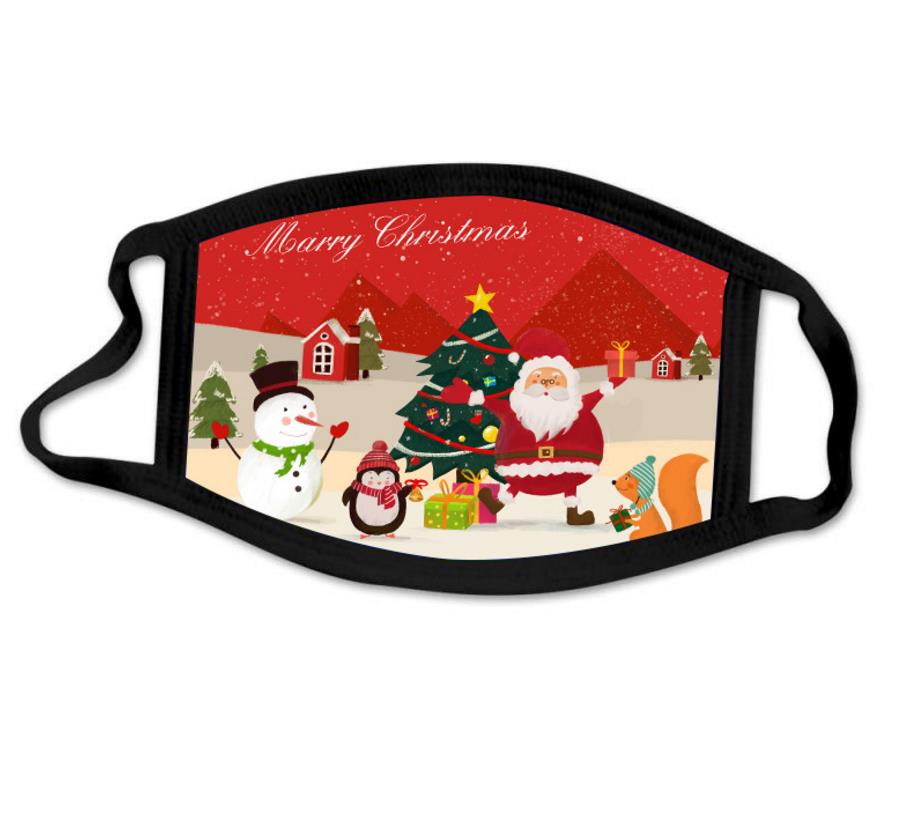 Christmas Patterns Face Mask Cotton Holiday Printed Warm Face Covers Washable Anti Dust For Adults Teen individual package