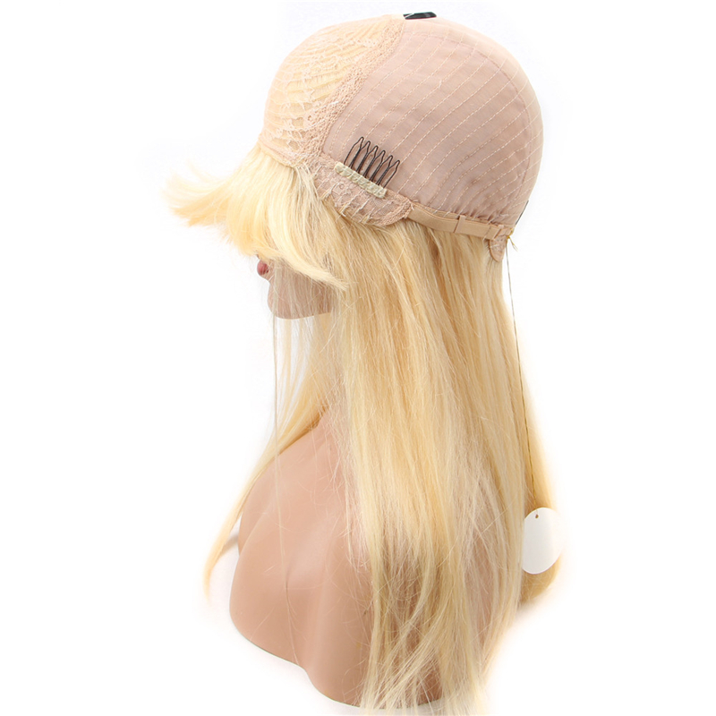 Peruvian 100% Virgin Human Hair Capless Wigs Blonde Color Qi Liu Hai Straight Mechanism Headgear 10-30inch 613# Hair Wigs