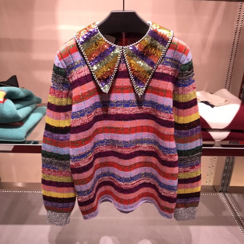 2020 Winter Luxury Rainbow Sequins Neck Women Sweater Pullovers Runway Designer Striped Female Christmas Sweaters Jumper Clothes, As pic
2020 Winter Luxury Rainbow Sequins Neck Women Sweater Pullovers Runway Designer Striped Female Christmas Sweaters Jumper Clothes, As pic