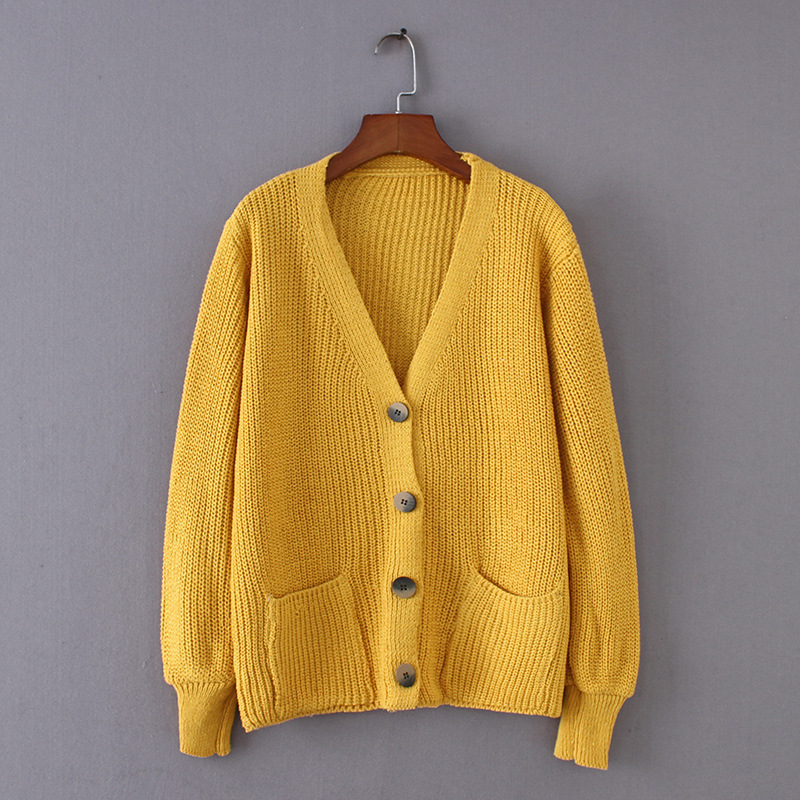 Flectit Cozy Ribbed Knit Cardigan Women Vneck Front Pocket Button Down Dropped Long Sleeve Korean Casual Chic Winter Tops