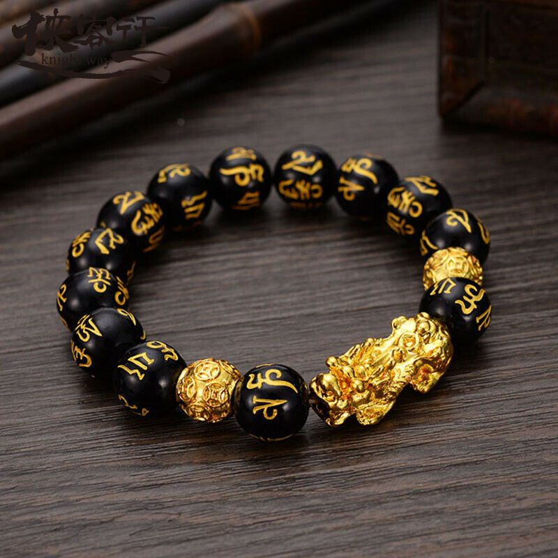 Feng Shui Obsidian Stone Beads Bracelet Men Women Unisex Wristband Gold Black Pixiu Wealth and Good Luck Women Bracelet Y200810
Feng Shui Obsidian Stone Beads Bracelet Men Women Unisex Wristband Gold Black Pixiu Wealth and Good Luck Women Bracelet Y200810