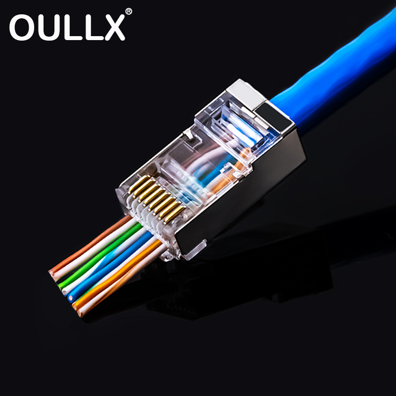 OULLX 6U RJ45 Connector Cat6 Cat6A Jack UTP Gold Plated Pass Through Ethernet Cables Network RJ-45 Plug Cat5 Cat5e STP Shielded
OULLX 6U RJ45 Connector Cat6 Cat6A Jack UTP Gold Plated Pass Through Ethernet Cables Network RJ-45 Plug Cat5 Cat5e STP Shielded