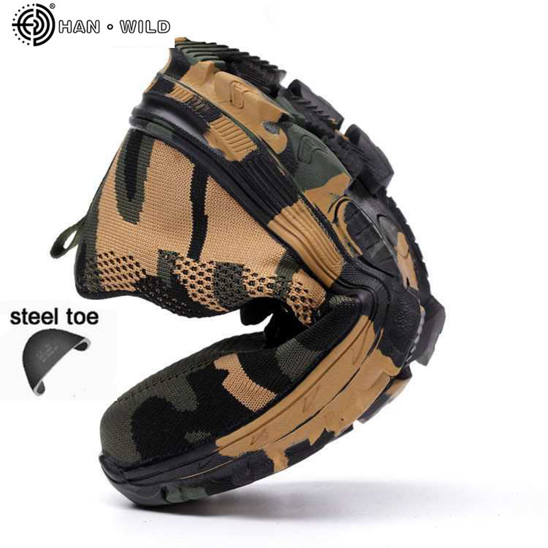 Safety Steel Toe Shoes Men Waterproof Work Shoe Labor Insurance Puncture Proof Sneakers Mens Military Army Camo Boots 200916