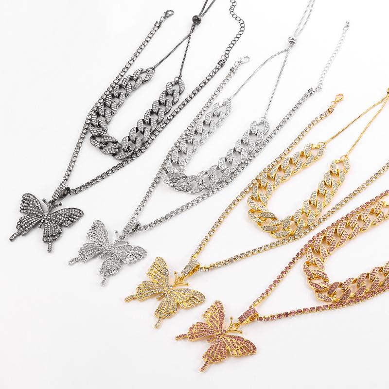 Butterfly Necklace Set Cuban Choker Necklace Double Layer Detachable Women Girls Butterfly Chains Bling Hip Hop Pendant Jewelry
Butterfly Necklace Set Cuban Choker Necklace Double Layer Detachable Women Girls Butterfly Chains Bling Hip Hop Pendant Jewelry