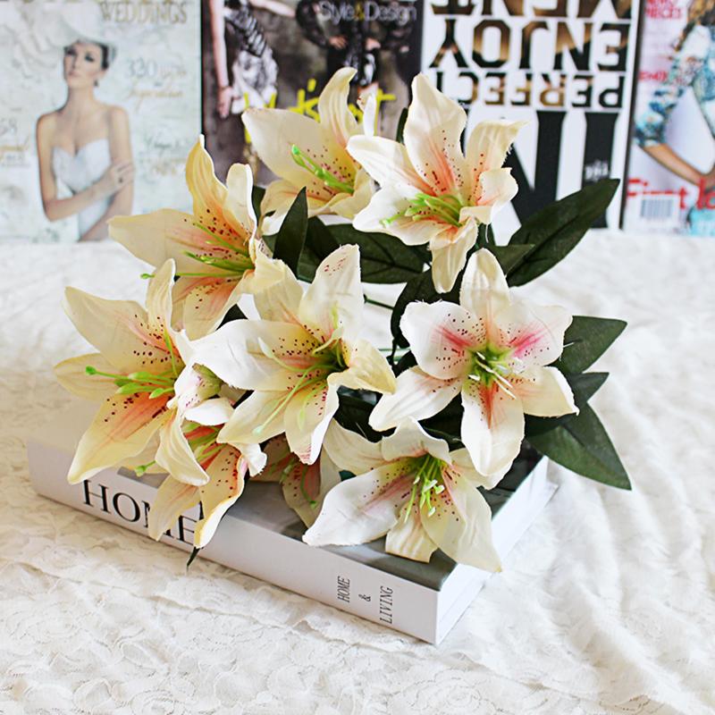 New 1pc 10 Head Lily Silk Artificial Flowers Wedding Bridal Bouquet Festival Party Home Table Decoration Vase Fake Flowers, White
New 1pc 10 Head Lily Silk Artificial Flowers Wedding Bridal Bouquet Festival Party Home Table Decoration Vase Fake Flowers, White