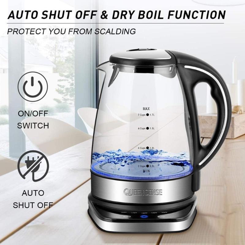 QueenSense Electric Kettle,1500W 1.7 Quarts Water Boiler with 5 Temperature Setting 12Hour Keep Warm Function,Borosilicate Glass
QueenSense Electric Kettle,1500W 1.7 Quarts Water Boiler with 5 Temperature Setting 12Hour Keep Warm Function,Borosilicate Glass