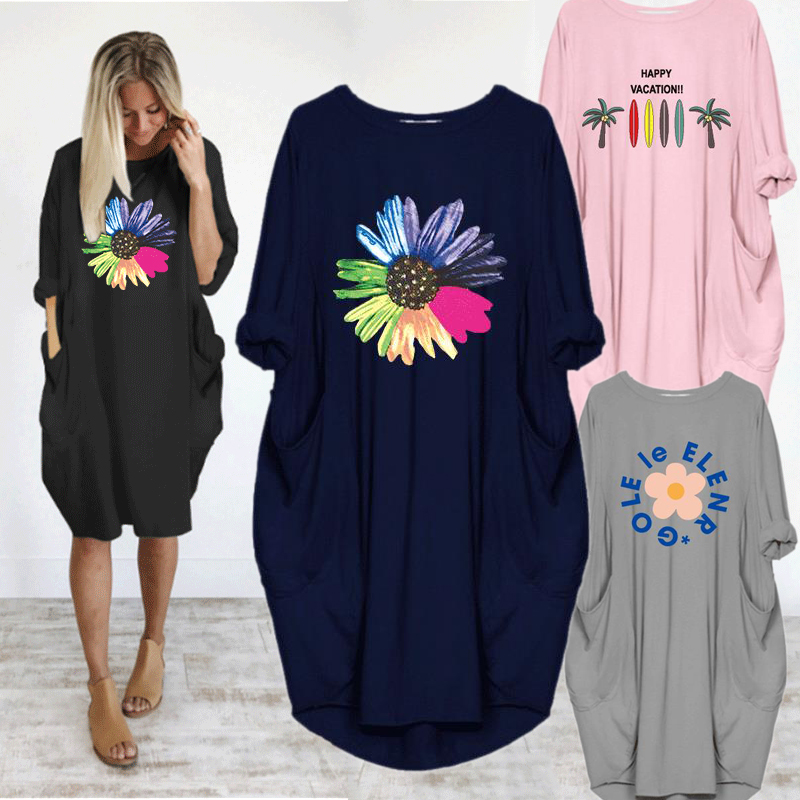 Dress Women Flowers Print Pocket Summer Loose Clothes Party Autumn Girls Plus Size M-5XL Kawaii Womens Dresses 2020 Vestidos, D002black
Dress Women Flowers Print Pocket Summer Loose Clothes Party Autumn Girls Plus Size M-5XL Kawaii Womens Dresses 2020 Vestidos, D002black