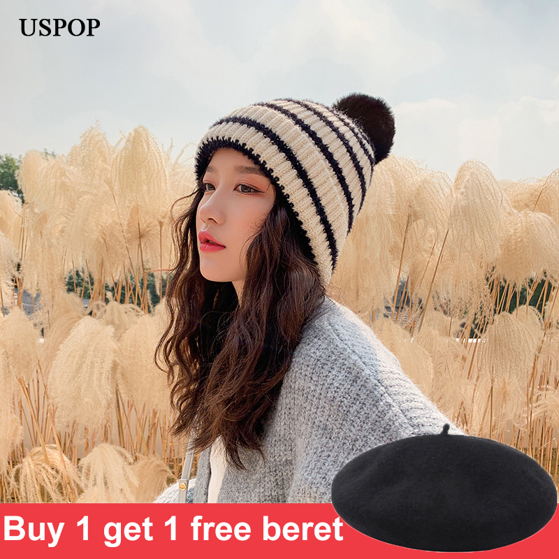 USPOP 2020 Women winter hats thick warm skullies striped knitted hats unisex skullies hat beanies, Style 2-beige
USPOP 2020 Women winter hats thick warm skullies striped knitted hats unisex skullies hat beanies, Style 2-beige