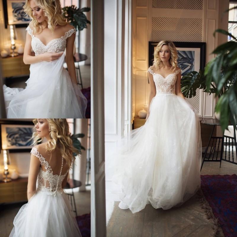 Summer Tulle A-Line Wedding Dresses off Shoulder Applique Lace Boho Garden Bridal Gowns Plus Size Summer Country Wedding Dress, White
Summer Tulle A-Line Wedding Dresses off Shoulder Applique Lace Boho Garden Bridal Gowns Plus Size Summer Country Wedding Dress, White