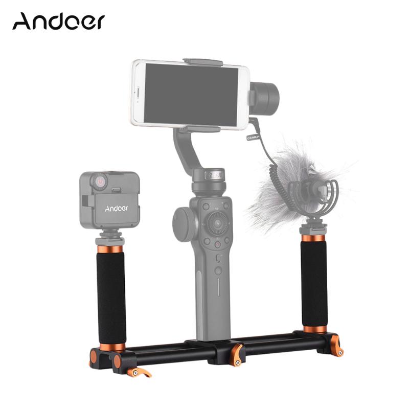 Andoer Dual Handheld Grip Bracket Kit Double Hot Shoes Gimbal 1/4 Inch Screw Mounts Extended Handle for Zhiyun Feiyu Stabilizer
Andoer Dual Handheld Grip Bracket Kit Double Hot Shoes Gimbal 1/4 Inch Screw Mounts Extended Handle for Zhiyun Feiyu Stabilizer