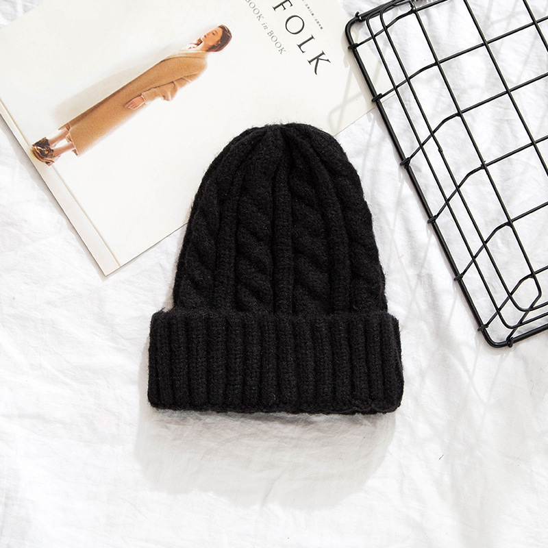 New Arrival Stylish Autumn Winter Warm Women Braided Crochet Wool Knitted Beanie Beret Ski Ball Cap Baggy Solid Hat Skullies